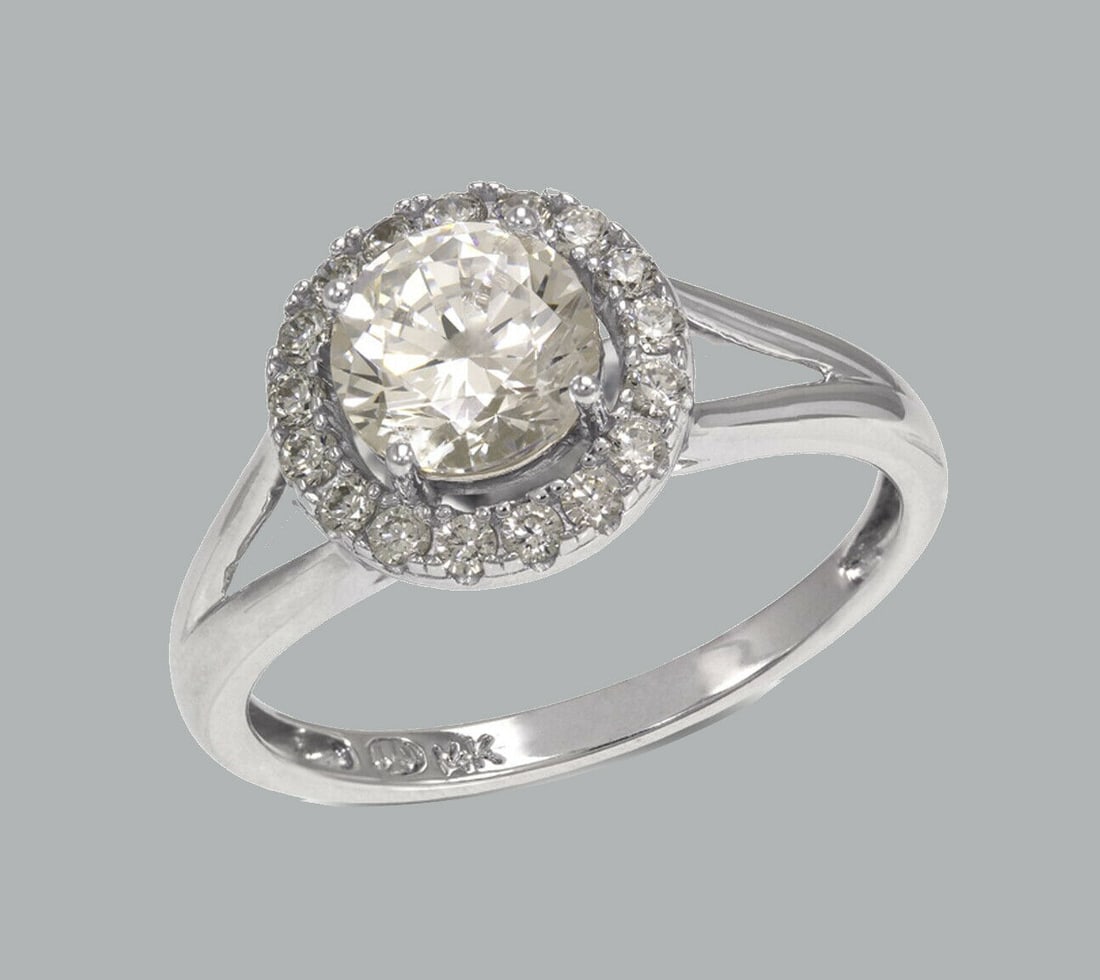 NEW 14K WHITE GOLD LADIES FANCY ENGAGEMENT RING HALO (1 of 1)