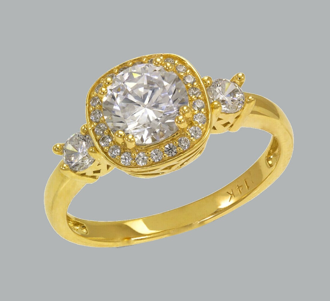 NEW 14K YELLOW GOLD LADIES ENGAGEMENT RING HALO (1 of 1)