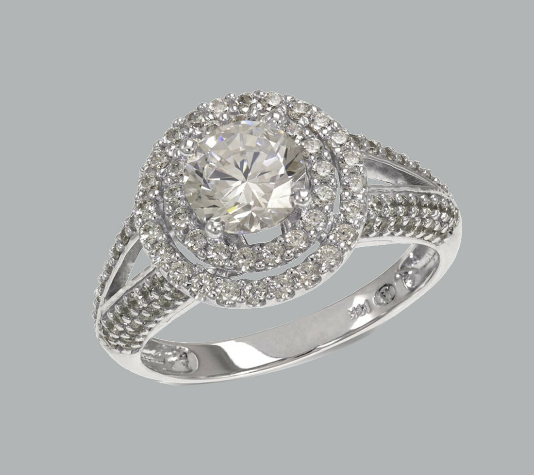 NEW 14K WHITE GOLD LADIES FANCY ENGAGEMENT RING HALO (1 of 1)