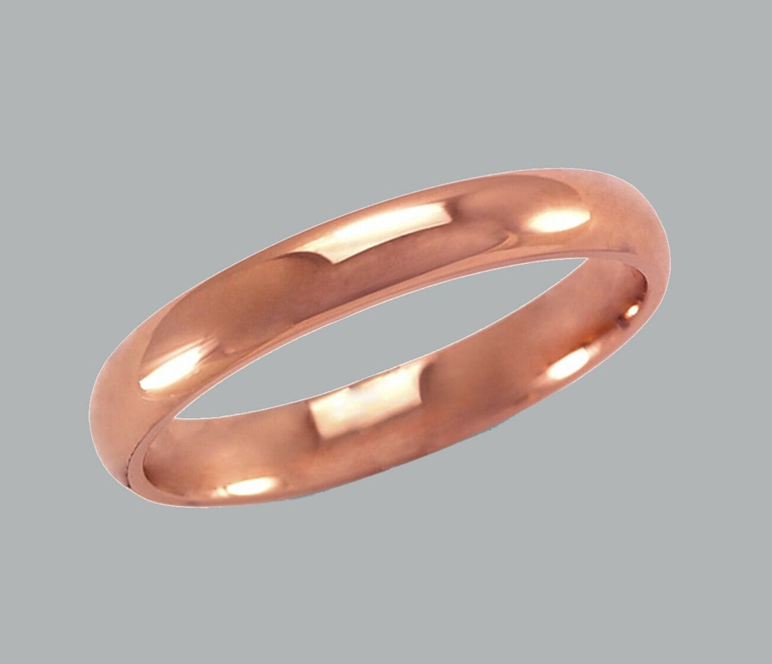 14K ROSE GOLD WEDDING BAND RING COMFORT FIT 3mm SIZE 10 (1 of 1)