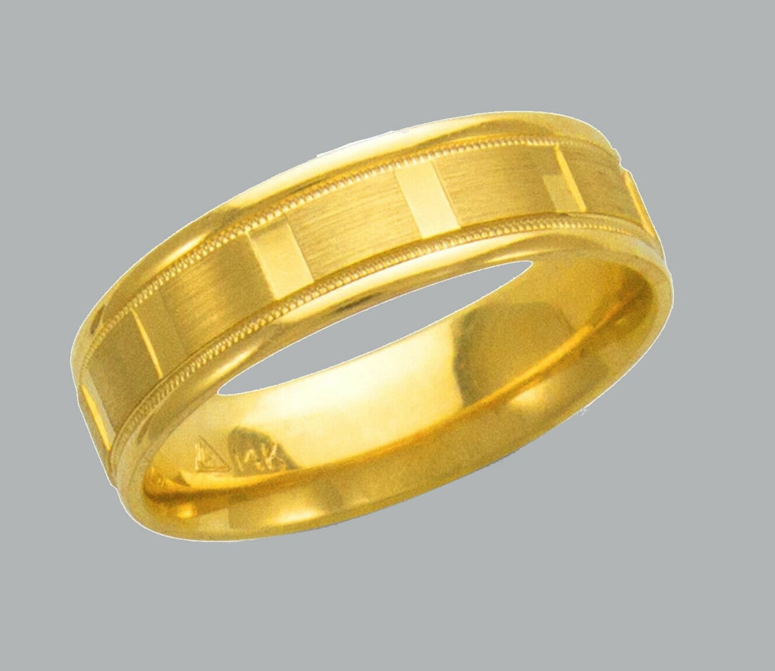 14K Y/ GOLD WEDDING BAND RING COMFORT SATIN 6mm SIZE 11 (1 of 1)