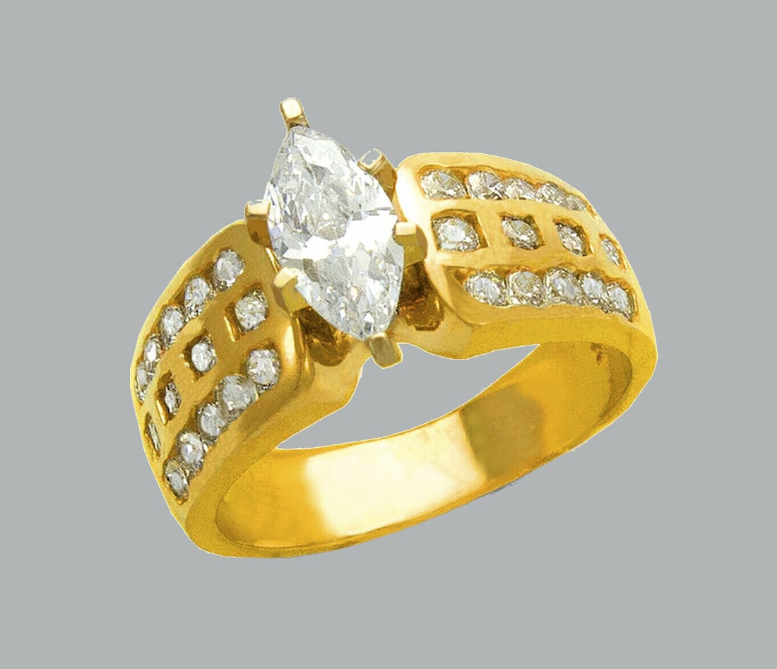 14K YELLOW GOLD LADIES FANCY ENGAGEMENT RING MARQUISE (1 of 1)