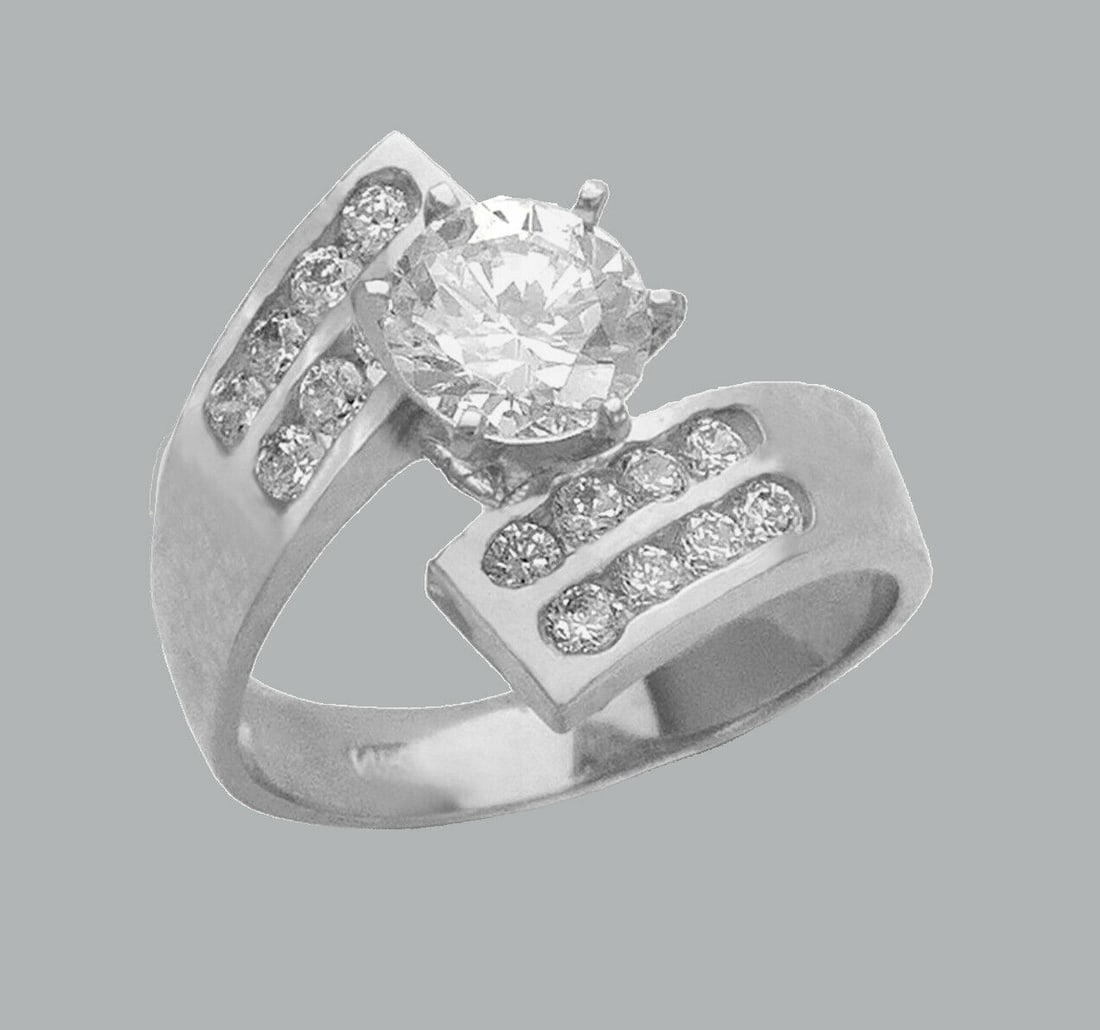 14K WHITE GOLD LADIES FANCY ENGAGEMENT RING ROUND (1 of 1)