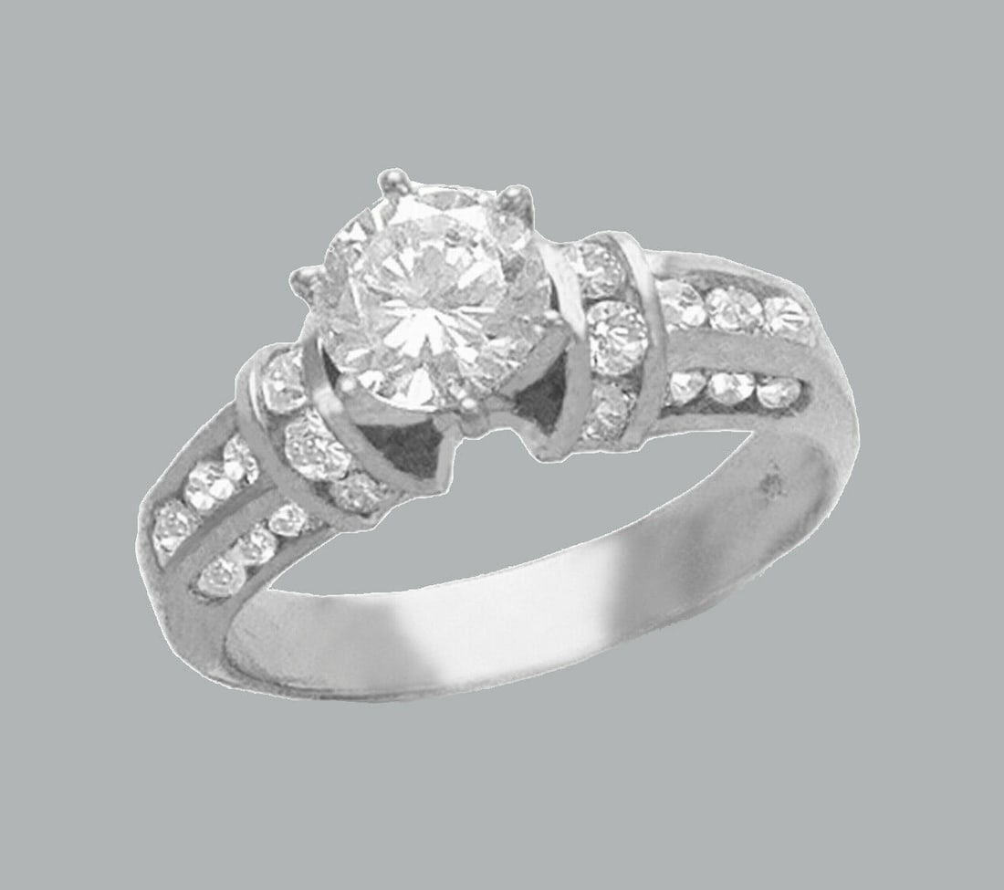 NEW 14K WHITE GOLD LADIES FANCY CZ ENGAGEMENT RING (1 of 1)