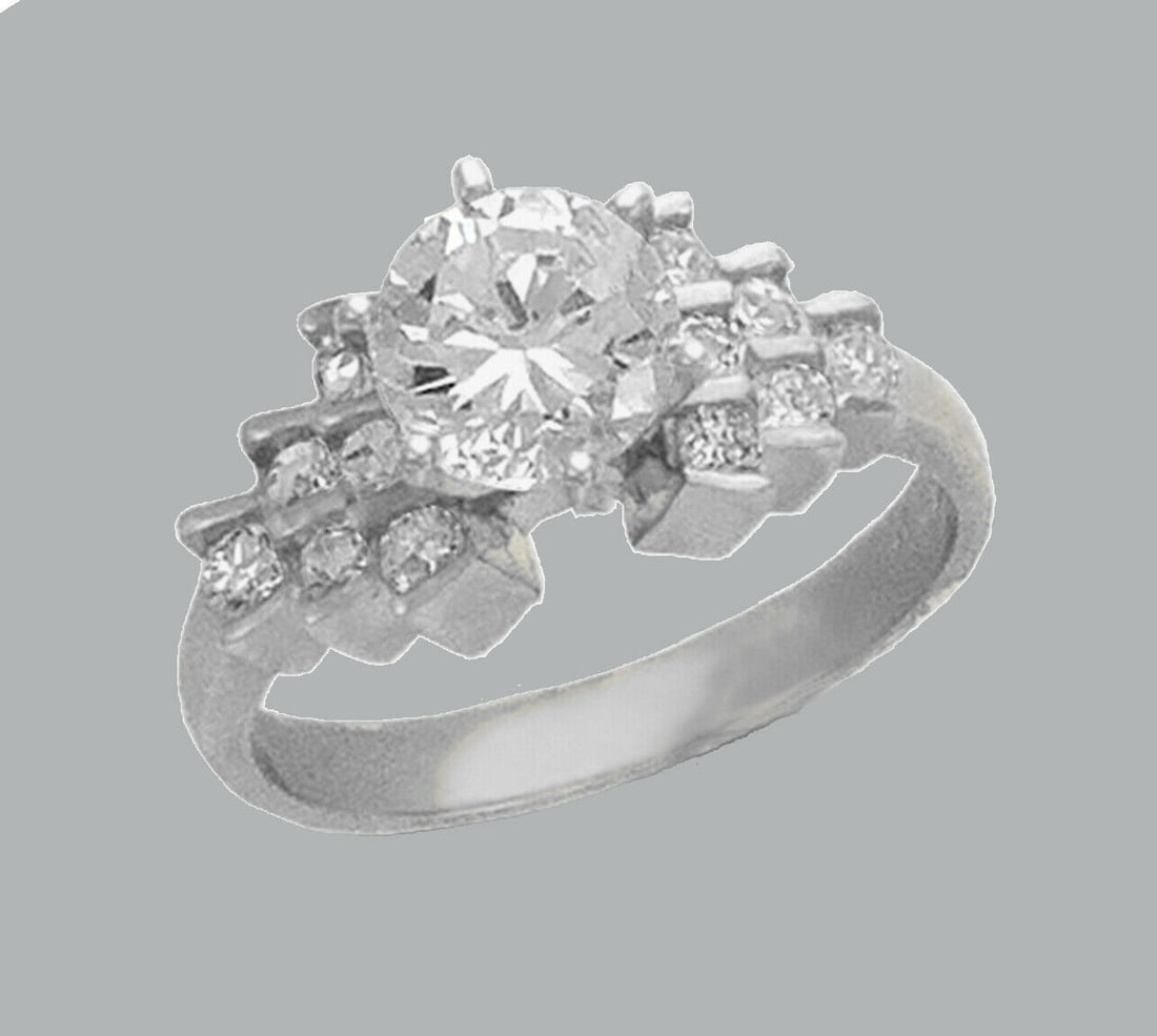NEW 14K WHITE GOLD LADIES FANCY CZ ENGAGEMENT RING (1 of 1)