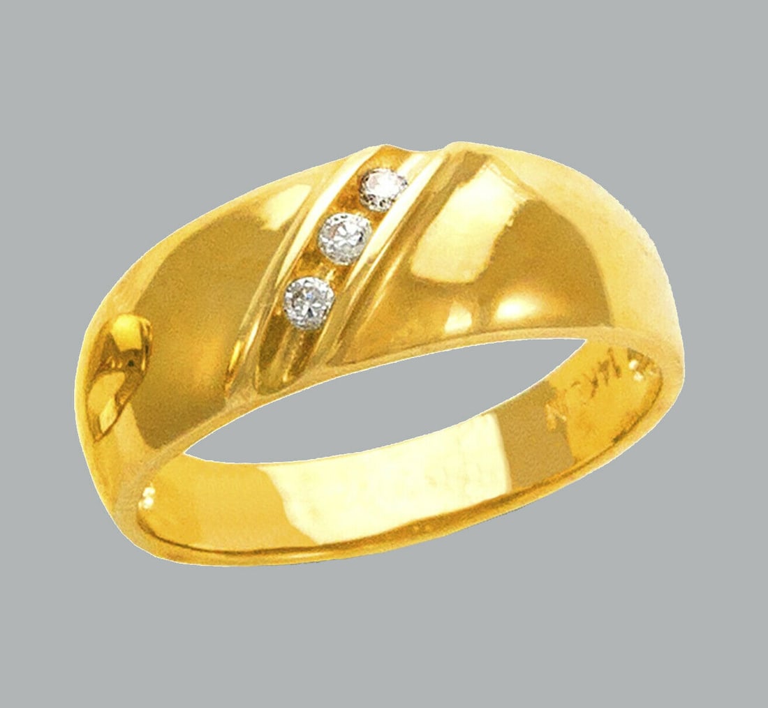 NEW 14K YELLOW GOLD MENS CZ RING BAND (1 of 1)