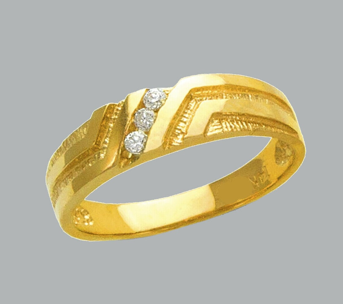 NEW 14K YELLOW GOLD LADIES FANCY CZ RING BAND (1 of 1)