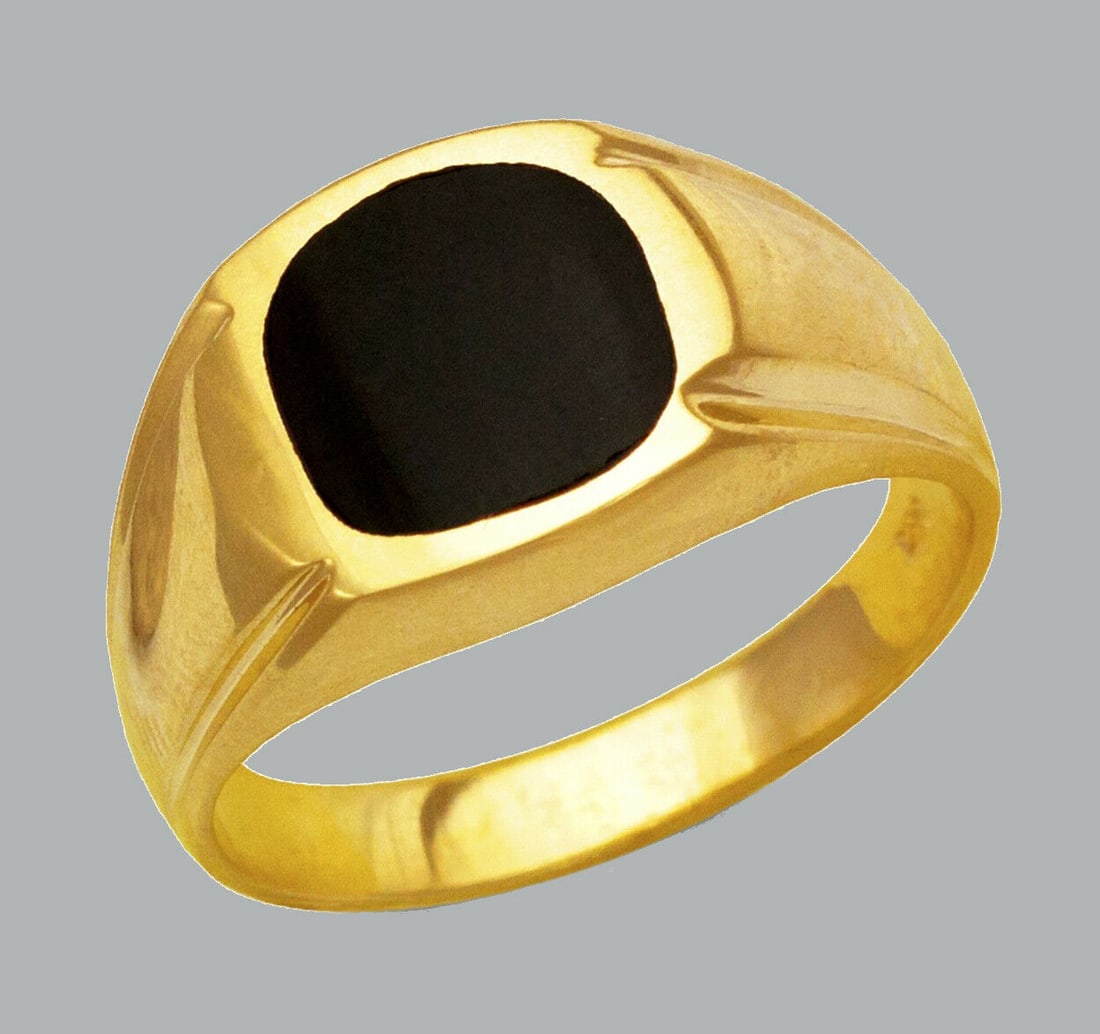 NEW 14K YELLOW GOLD MENS RING ONYX LARGE (1 of 1)
