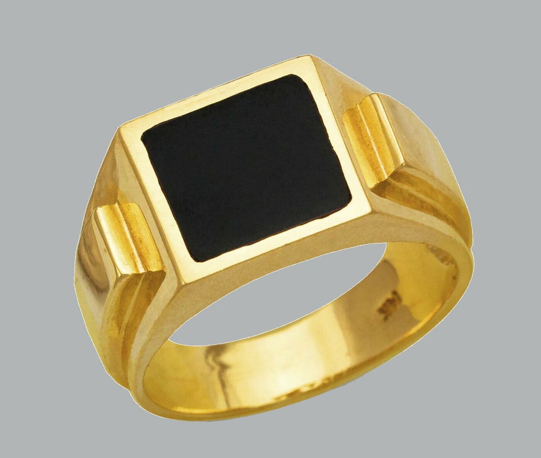 NEW 14K YELLOW GOLD MENS RING ONYX LARGE (1 of 1)