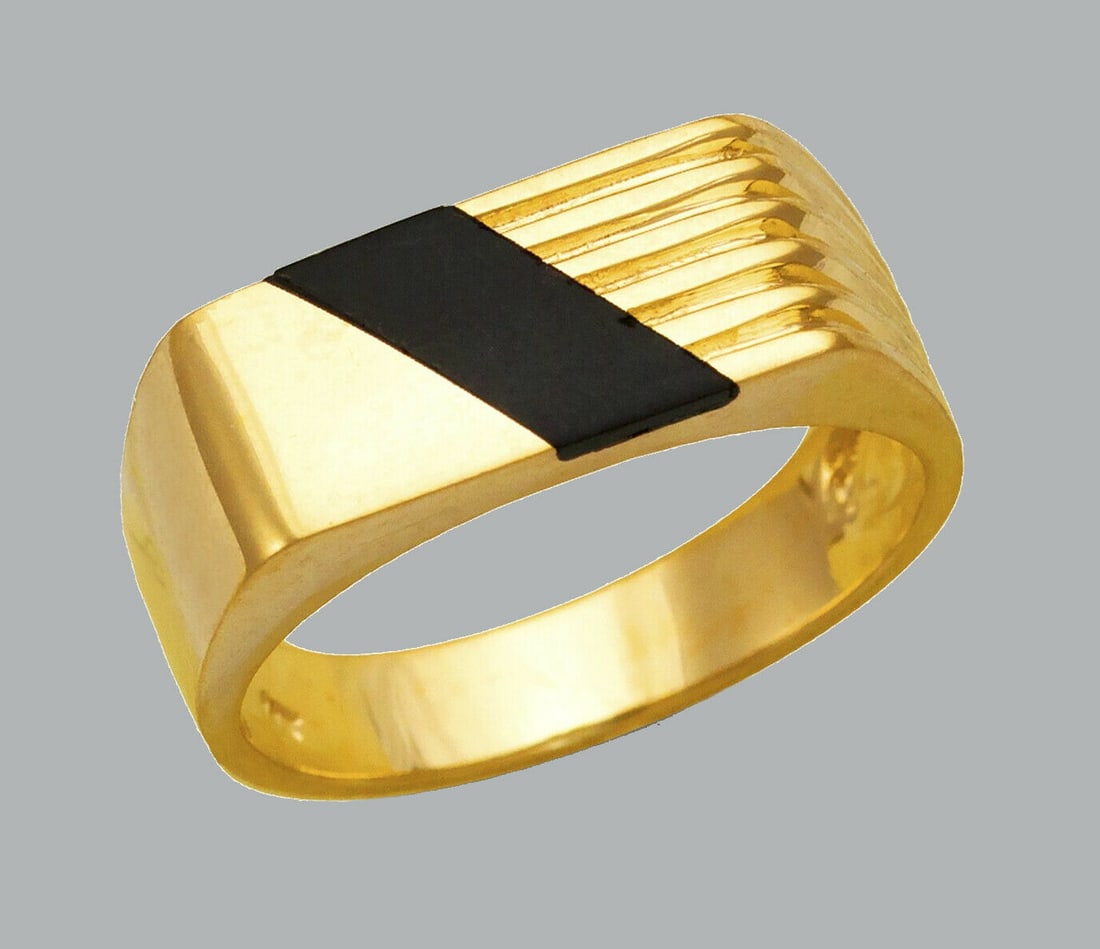 NEW 14K YELLOW GOLD MENS RING ONYX LARGE (1 of 1)