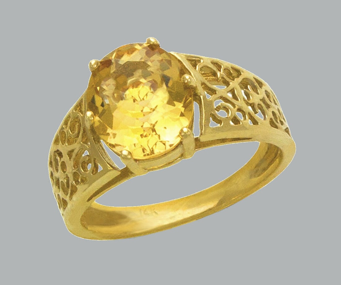 NEW 14K YELLOW GOLD LADIES CZ COCKTAIL RING (1 of 1)
