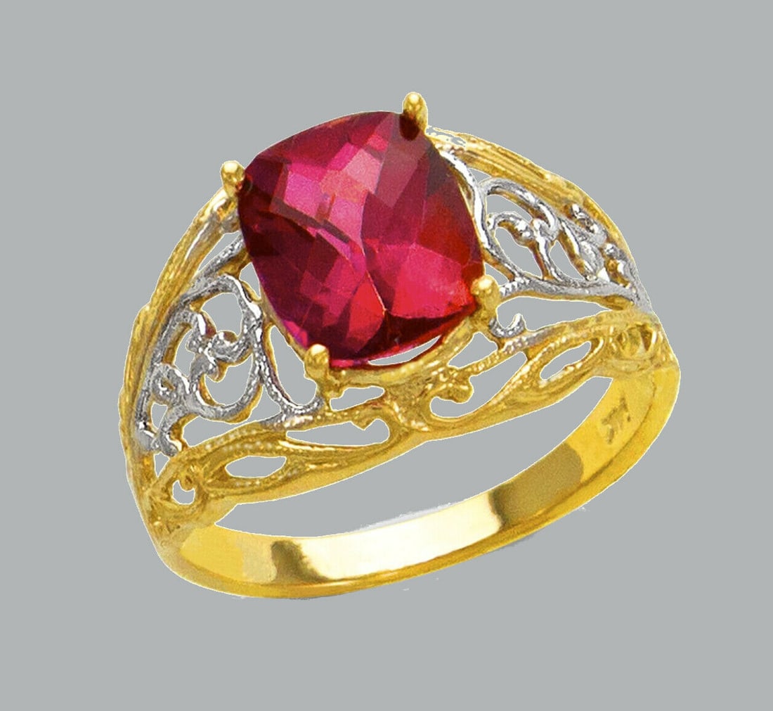 NEW 14K TWO TONE GOLD LADIES CZ COCKTAIL RING (1 of 1)