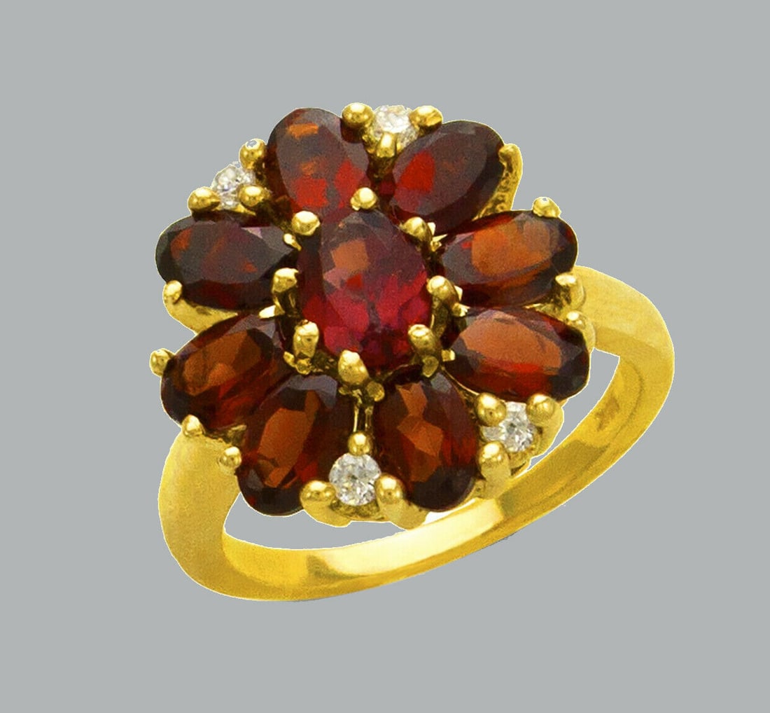 NEW 14K YELLOW GOLD LADIES CZ COCKTAIL RING FLOWER (1 of 1)