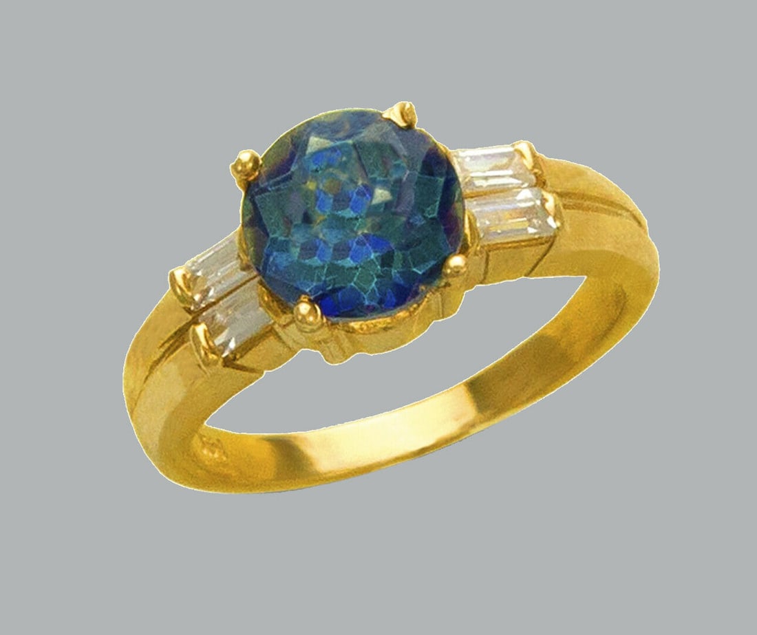 NEW 14K YELLOW GOLD LADIES CZ COCKTAIL RING (1 of 1)