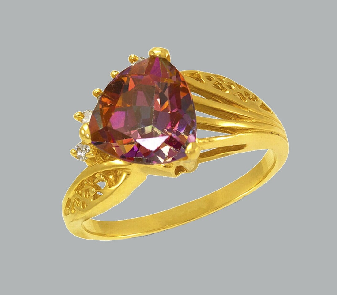 14K YELLOW GOLD LADIES CZ COCKTAIL RING (1 of 1)