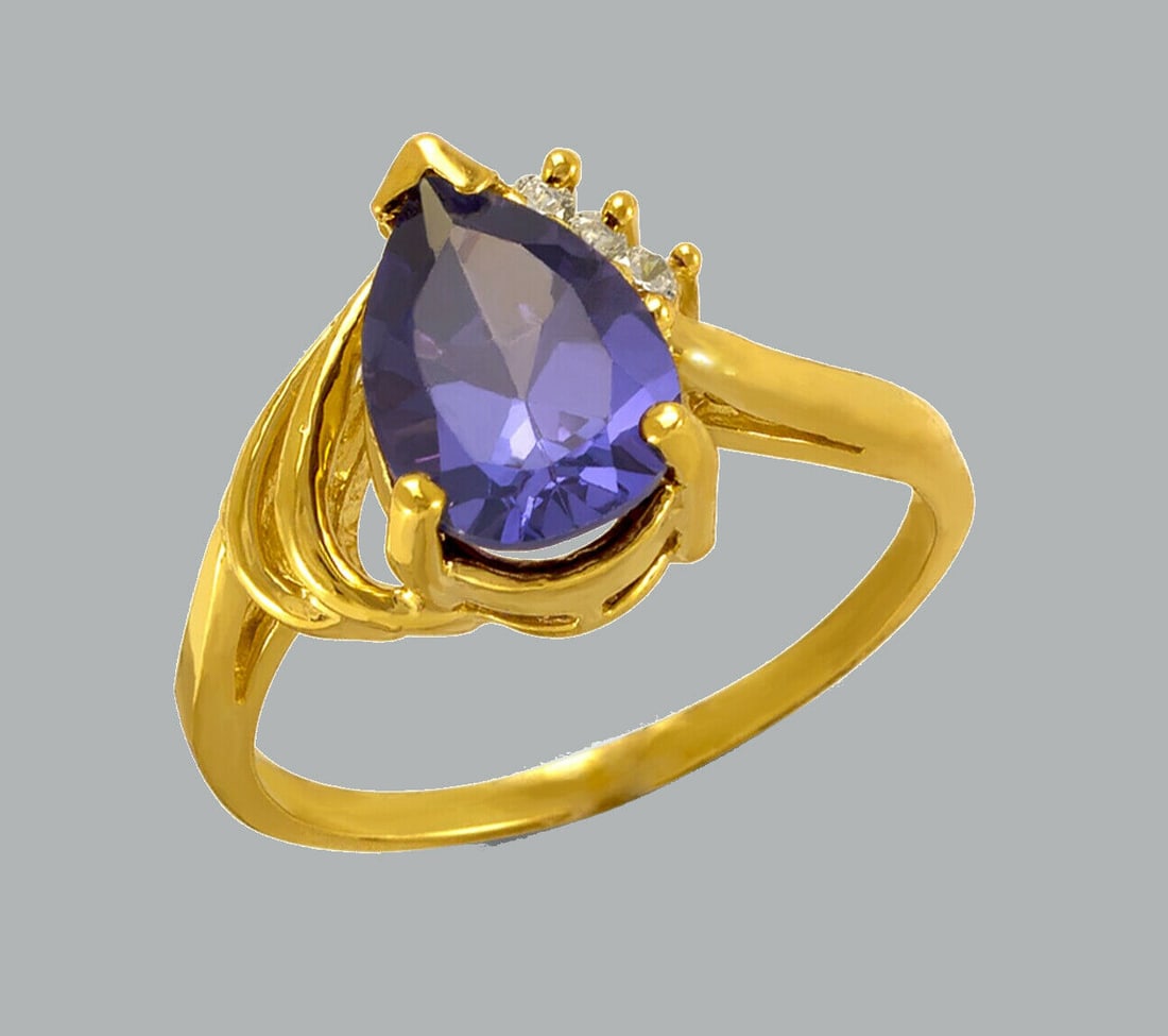14K YELLOW GOLD LADIES CZ COCKTAIL RING PEAR SHAPE (1 of 1)