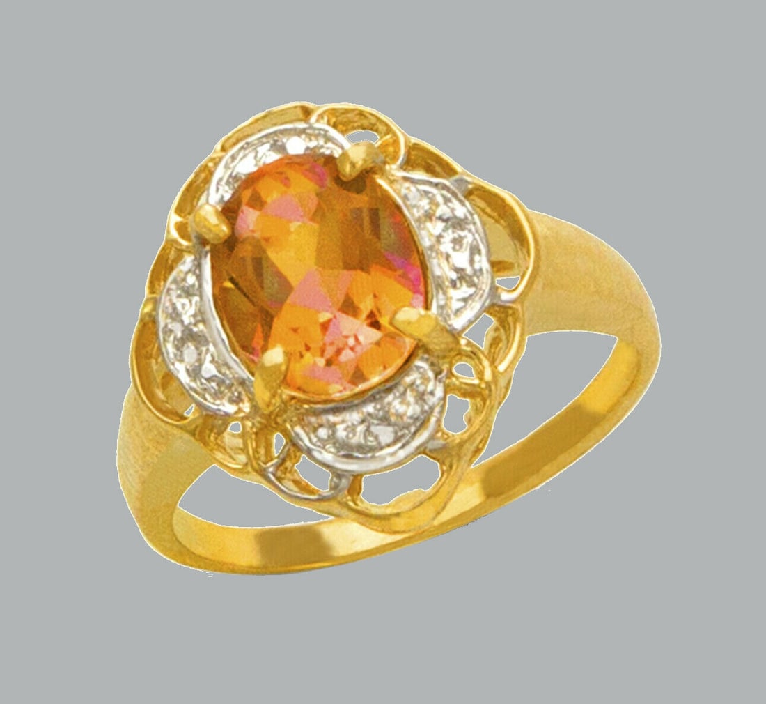 NEW 14K TWO TONE GOLD LADIES CZ COCKTAIL RING (1 of 1)