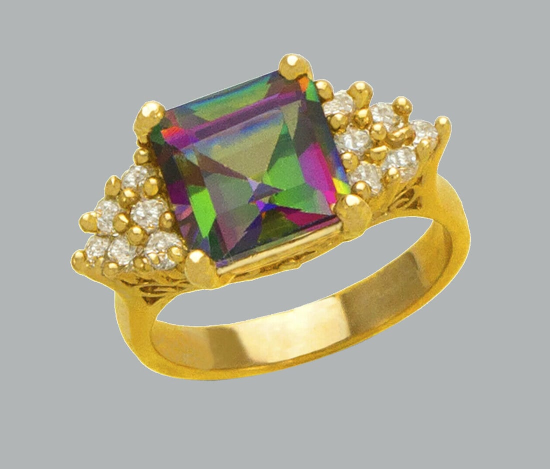 NEW 14K YELLOW GOLD LADIES CZ COCKTAIL RING (1 of 1)