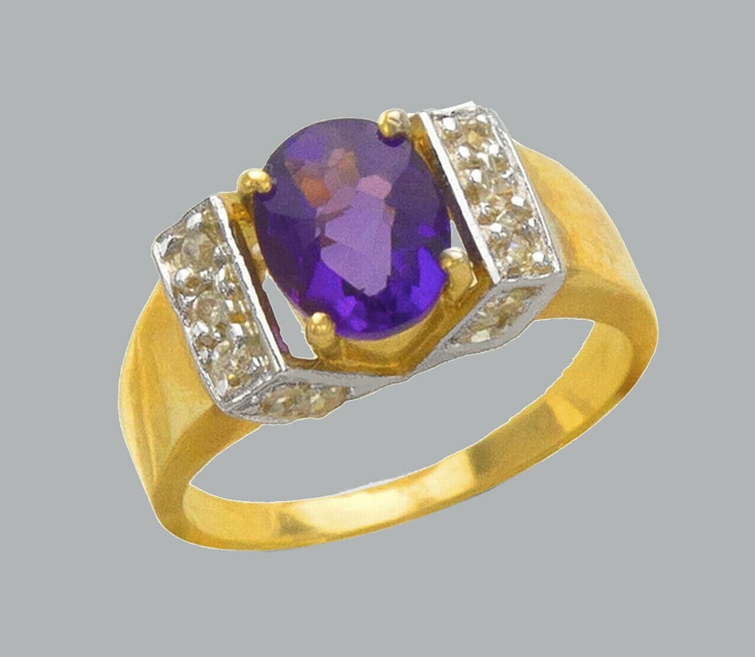 NEW 14K TWO TONE GOLD LADIES CZ COCKTAIL (1 of 1)