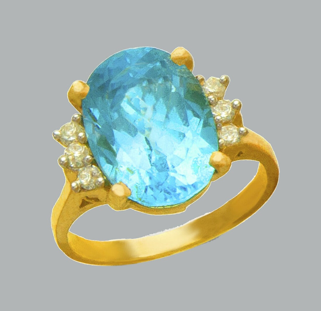 NEW 14K TWO TONE GOLD LADIES CZ COCKTAIL RING (1 of 1)