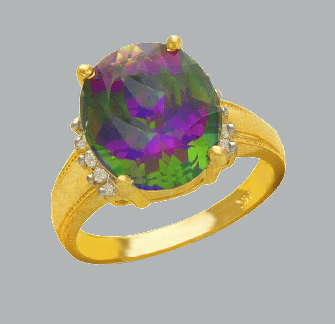 NEW 14K TWO TONE GOLD LADIES CZ COCKTAIL RING (1 of 1)