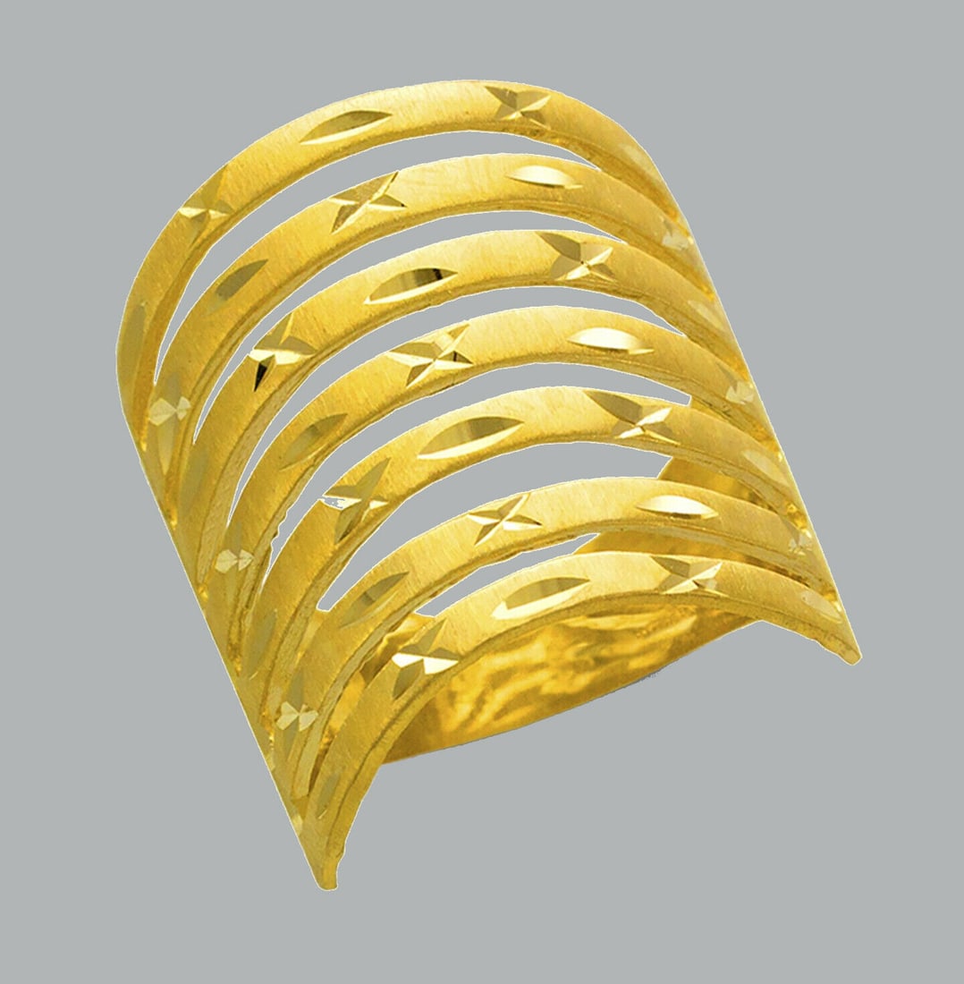 NEW 14K YELLOW GOLD LADIES RING LARGE 7 LAYER BAND (1 of 1)