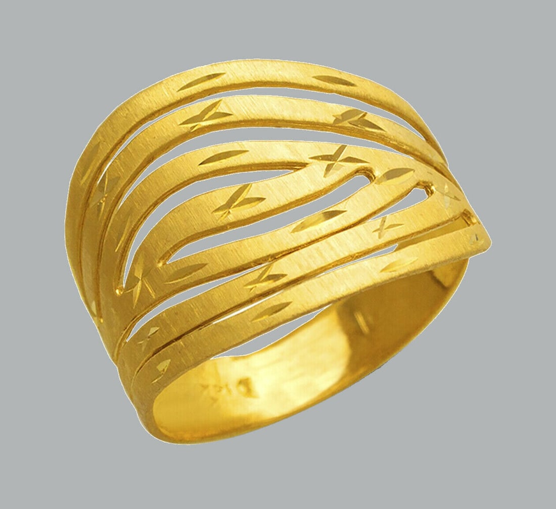 NEW 14K YELLOW GOLD LADIES RING LARGE LAYER (1 of 1)