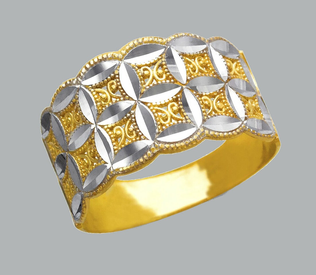 NEW 14K TWO TONE GOLD LADIES FANCY RING FILIGREE (1 of 1)