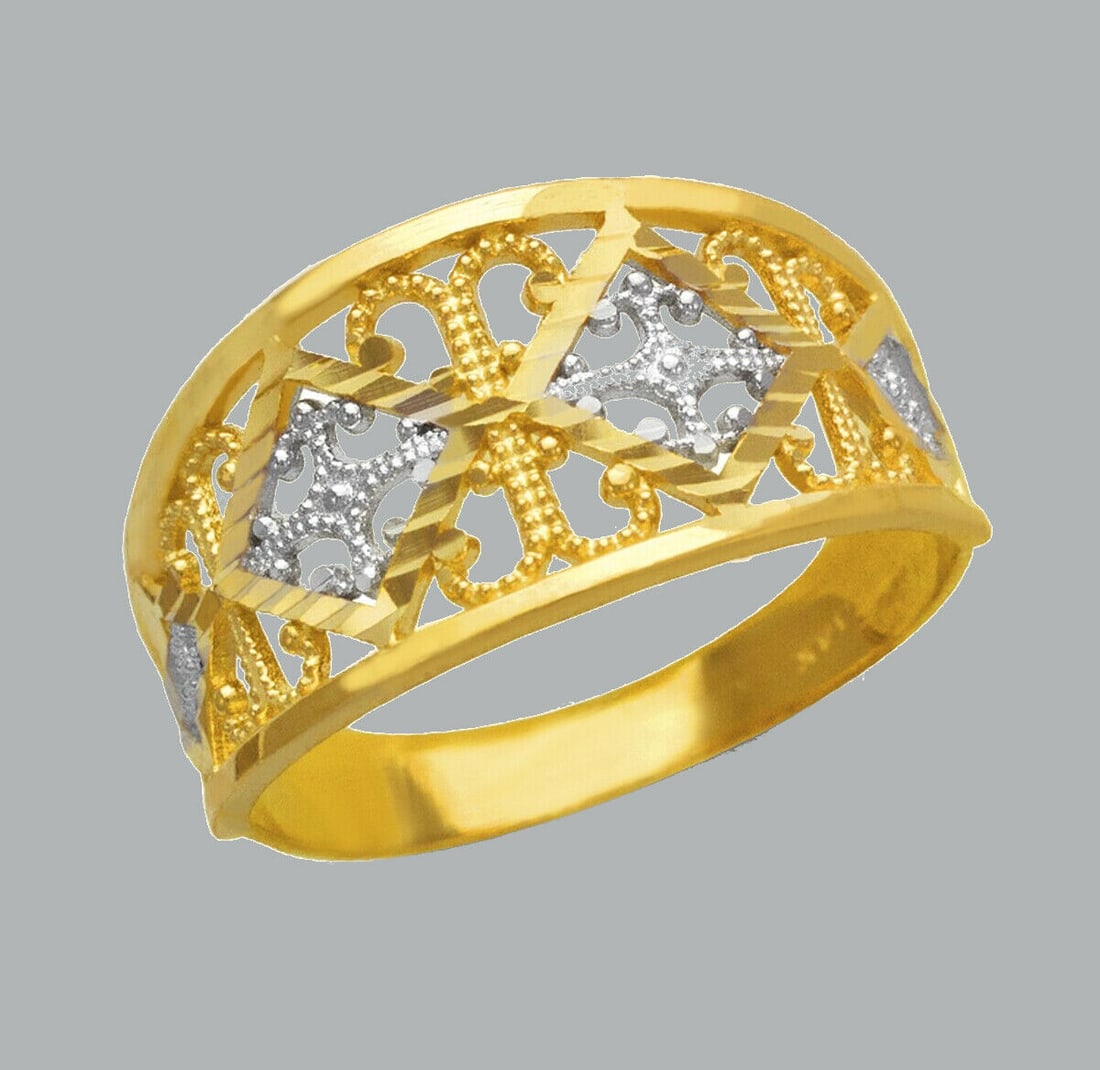NEW 14K TWO TONE GOLD LADIES FANCY RING (1 of 1)