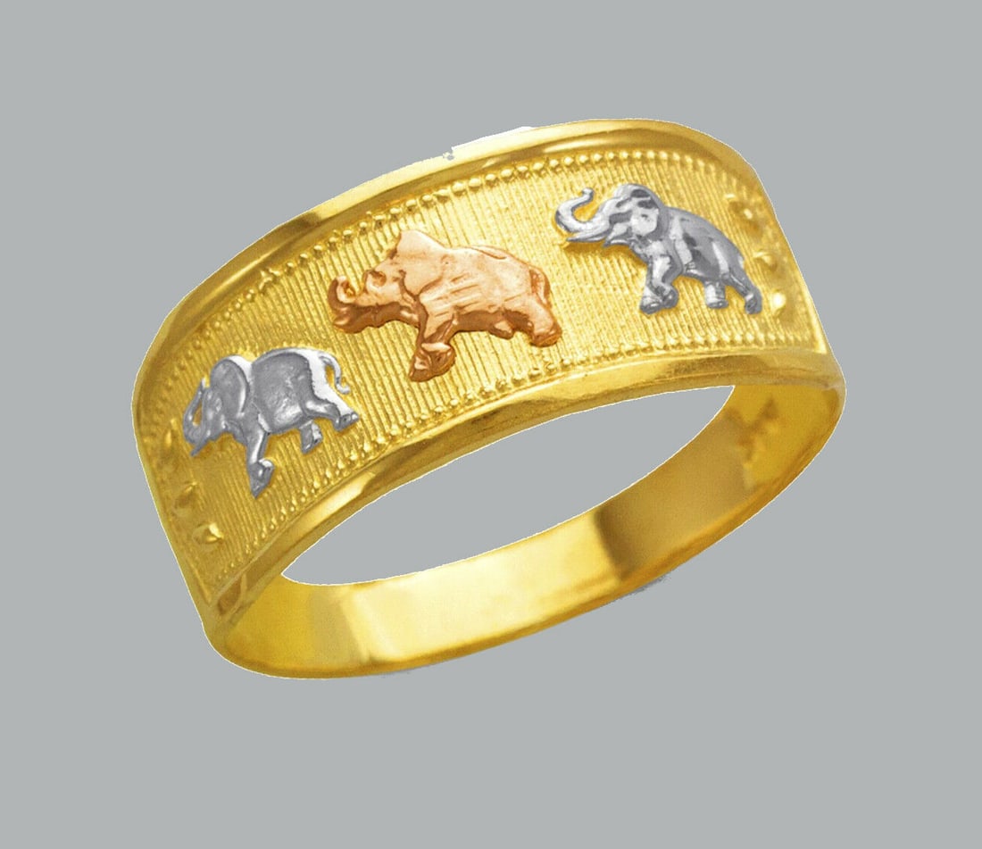 NEW 14K TRI COLOR GOLD LADIES RING ELEPHANT (1 of 1)