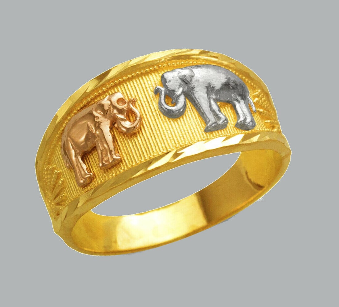 NEW 14K TRI COLOR GOLD LADIES RING ELEPHANT (1 of 1)