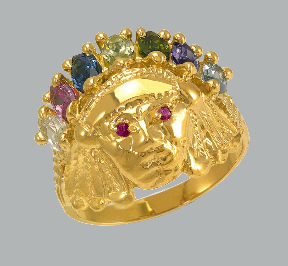 NEW 14K YELLOW GOLD MENS CZ WARRIOR RING (1 of 1)