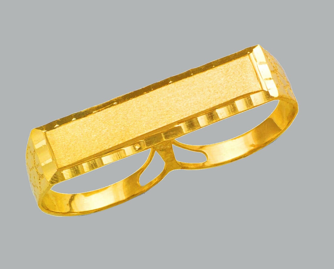 NEW 14K YELLOW GOLD MENS 2 FINGER RING (1 of 1)