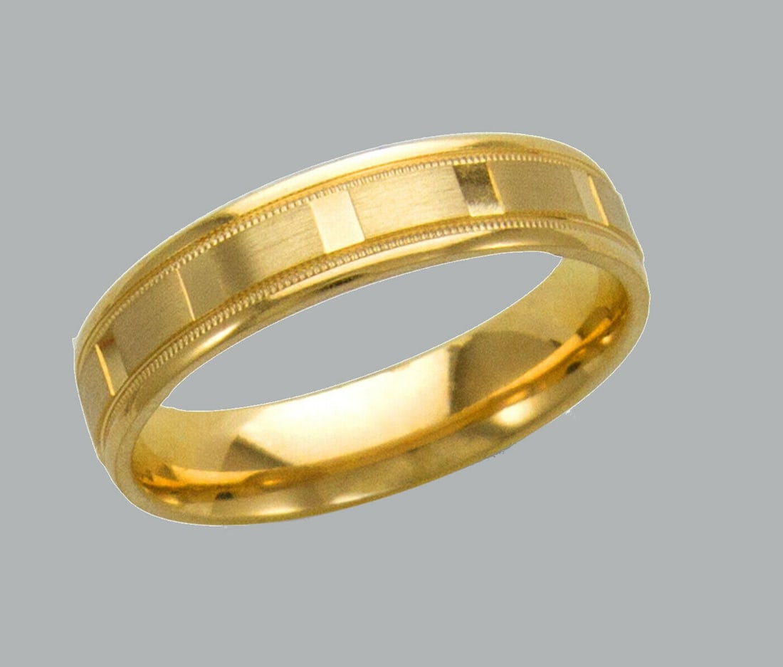 14K Y/ GOLD WEDDING BAND RING COMFORT SATIN 5mm SIZE 7 (1 of 1)