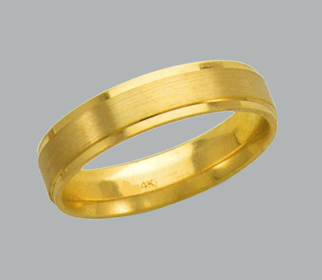 14K Y/ GOLD WEDDING BAND RING COMFORT SATIN 5mm SIZE 7 (1 of 1)