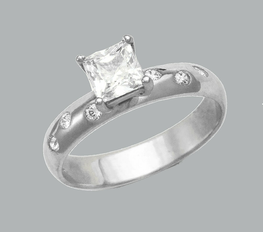 14K WHITE GOLD CZ RING PRINCESS CUT ENGAGEMENT (1 of 1)
