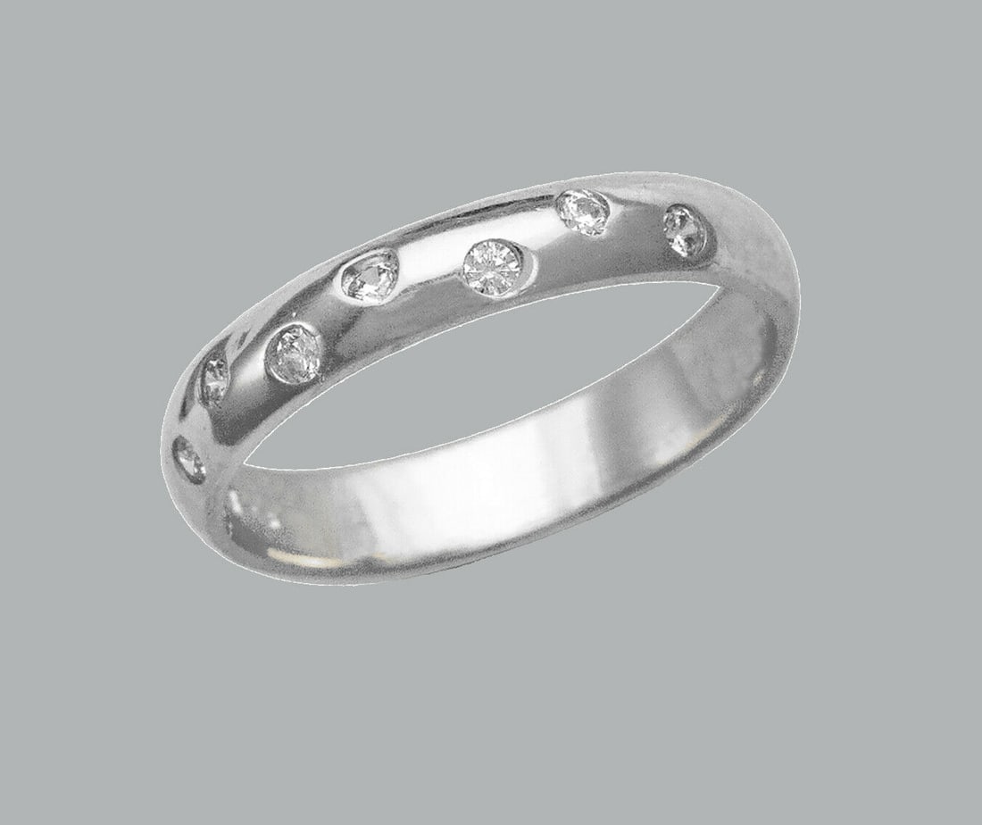 NEW 14K WHITE GOLD LADIES FANCY CZ RING BAND 3mm (1 of 1)