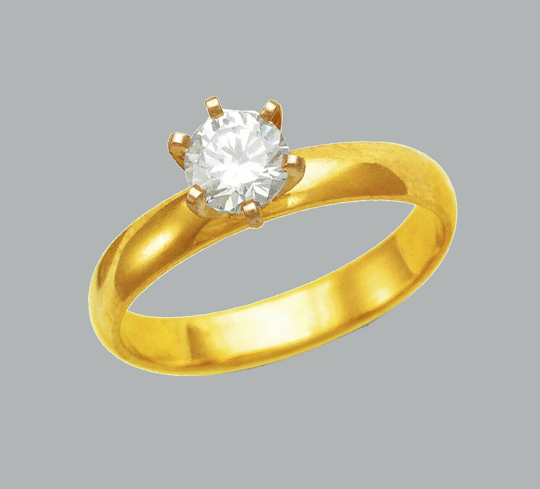 14K YELLOW GOLD CZ SOLITAIRE BAND RING ENGAGEMENT 3mm (1 of 1)