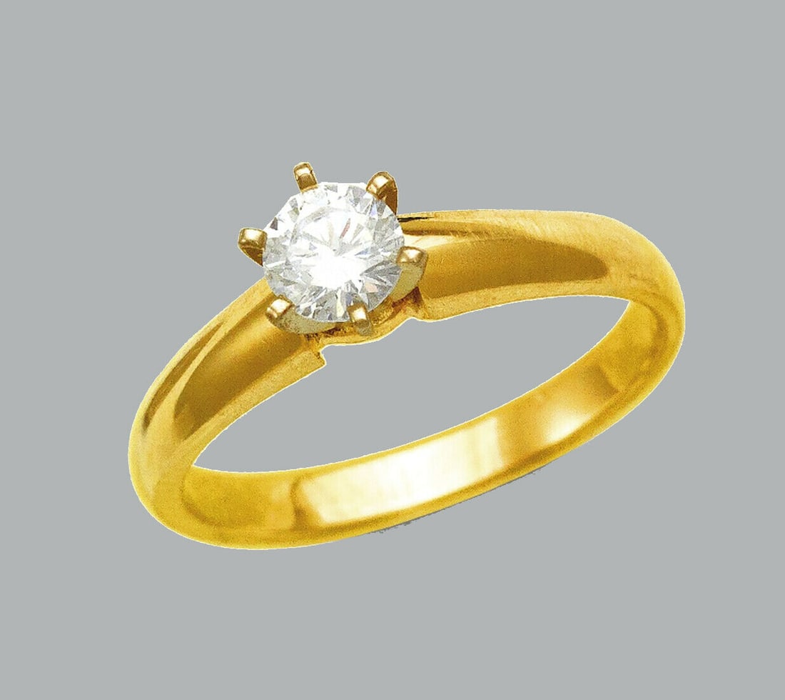 14K YELLOW GOLD CZ SOLITAIRE RING ENGAGEMENT 3mm: NEW 14K YELLOW GOLD CZ RING New 14K Yellow solid gold ring Ring size 7 Measures 3mm band Cubic Zirconia Polished Finish Apx Weight: 3.3g