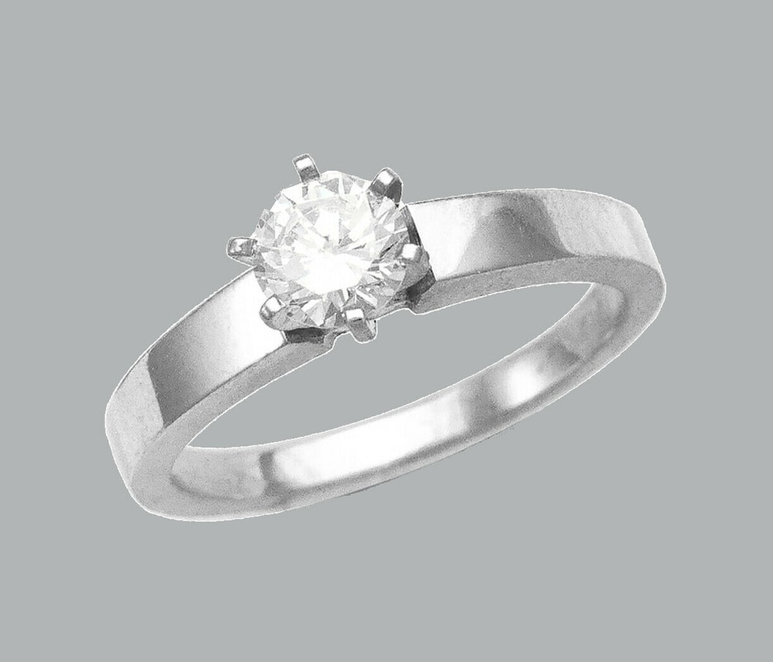 14K W/ GOLD CZ RING ENGAGEMENT SOLITAIRE SQUARE BAND (1 of 1)