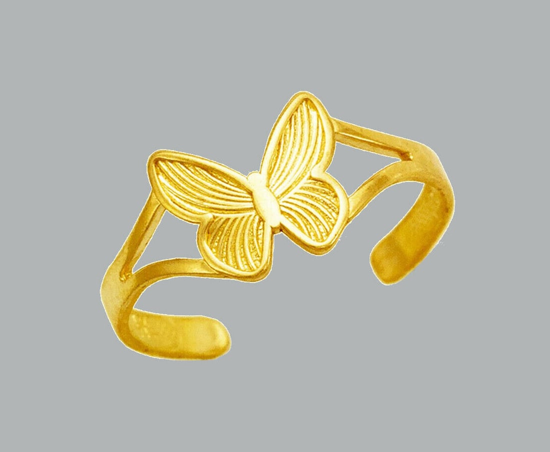 NEW 14K YELLOW GOLD LADIES KNUCKLE TOE RING BUTTERFLY (1 of 1)