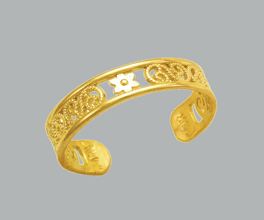 NEW 14K YELLOW GOLD LADIES KNUCKLE TOE RING FLOWER (1 of 1)