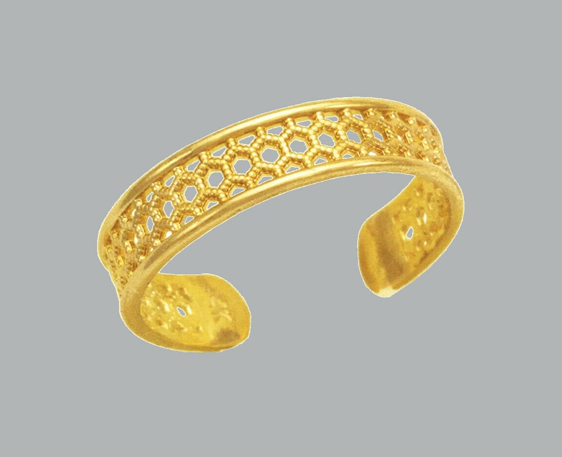 14K YELLOW GOLD LADIES KNUCKLE TOE RING HONEYCOMB (1 of 1)