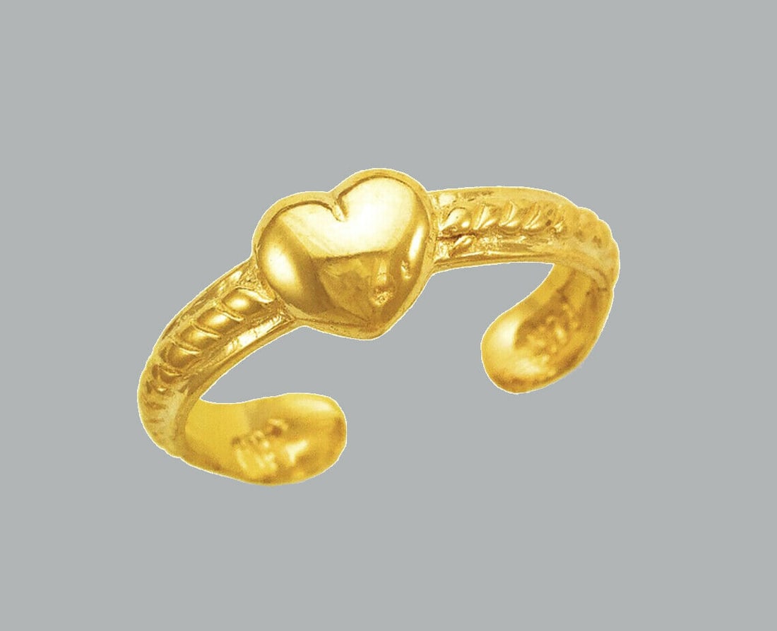 NEW 14K YELLOW GOLD LADIES KNUCKLE TOE RING HEART (1 of 1)