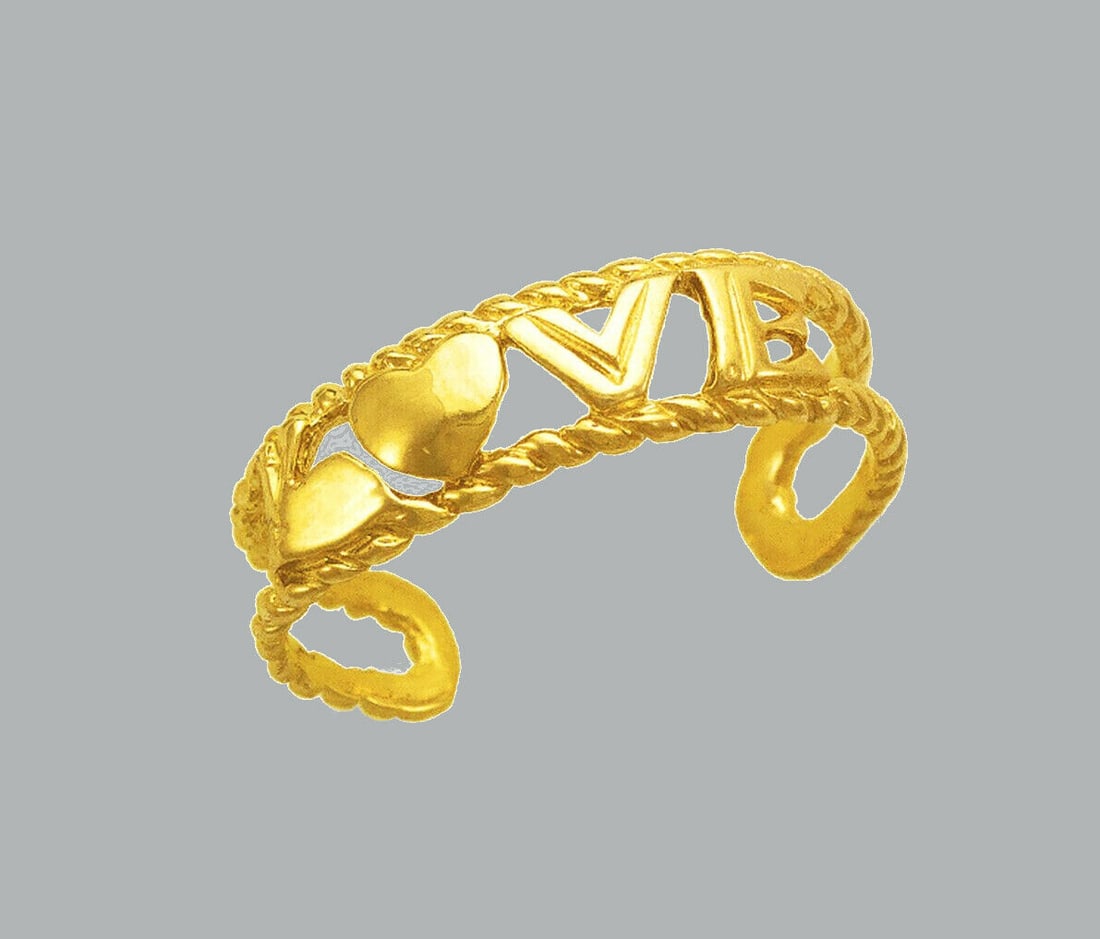 NEW 14K YELLOW GOLD LADIES KNUCKLE TOE RING LOVE (1 of 1)