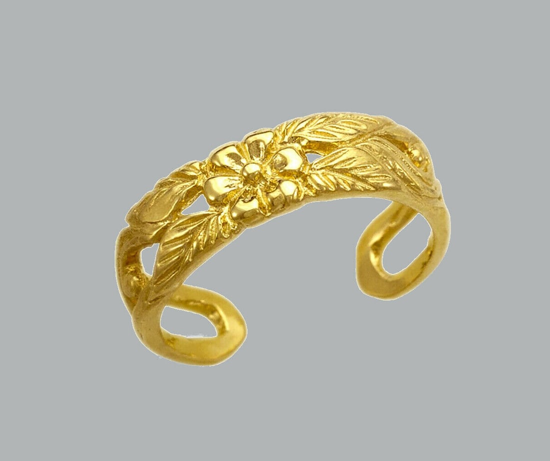 NEW 14K YELLOW GOLD LADIES KNUCKLE TOE RING FLOWER (1 of 1)