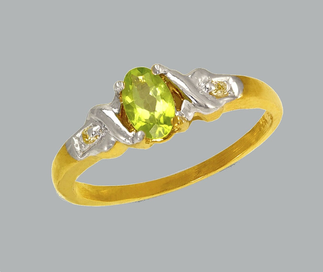 NEW 14K TWO TONE GOLD LADIES FANCY CZ RING GREEN (1 of 1)