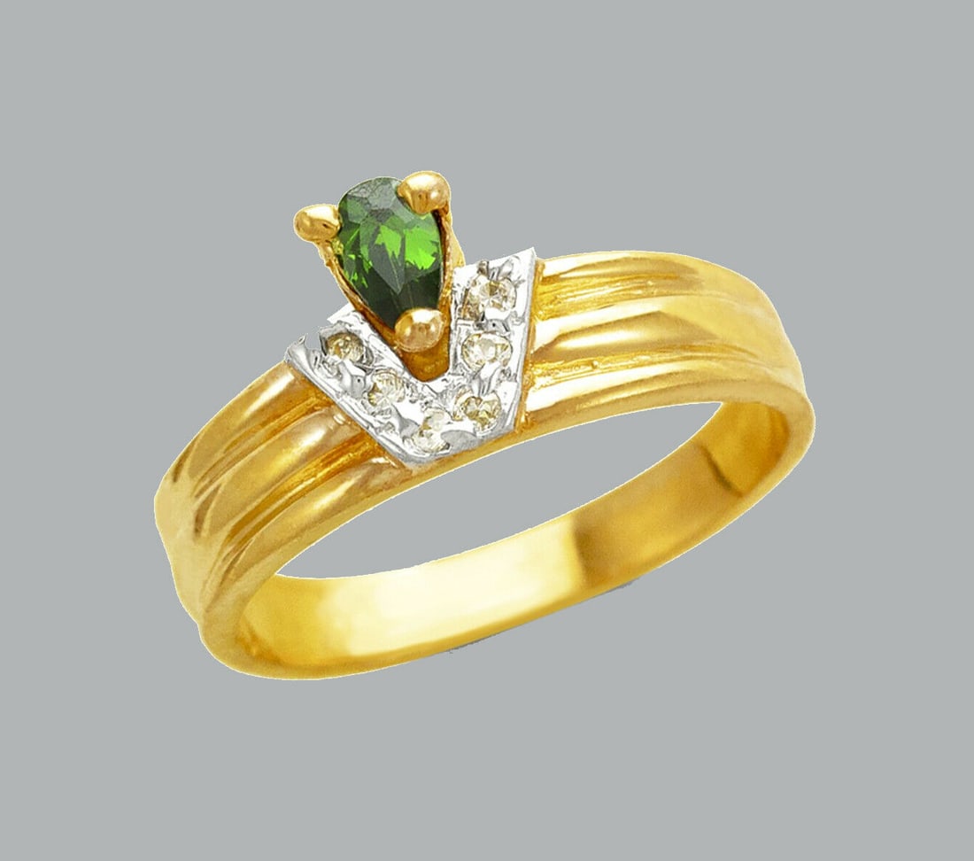 14K TWO TONE GOLD LADIES FANCY CZ RING (1 of 1)
