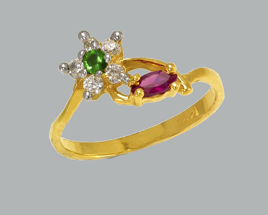 NEW 14K TWO TONE GOLD LADIES FANCY CZ RING FLOWER (1 of 1)