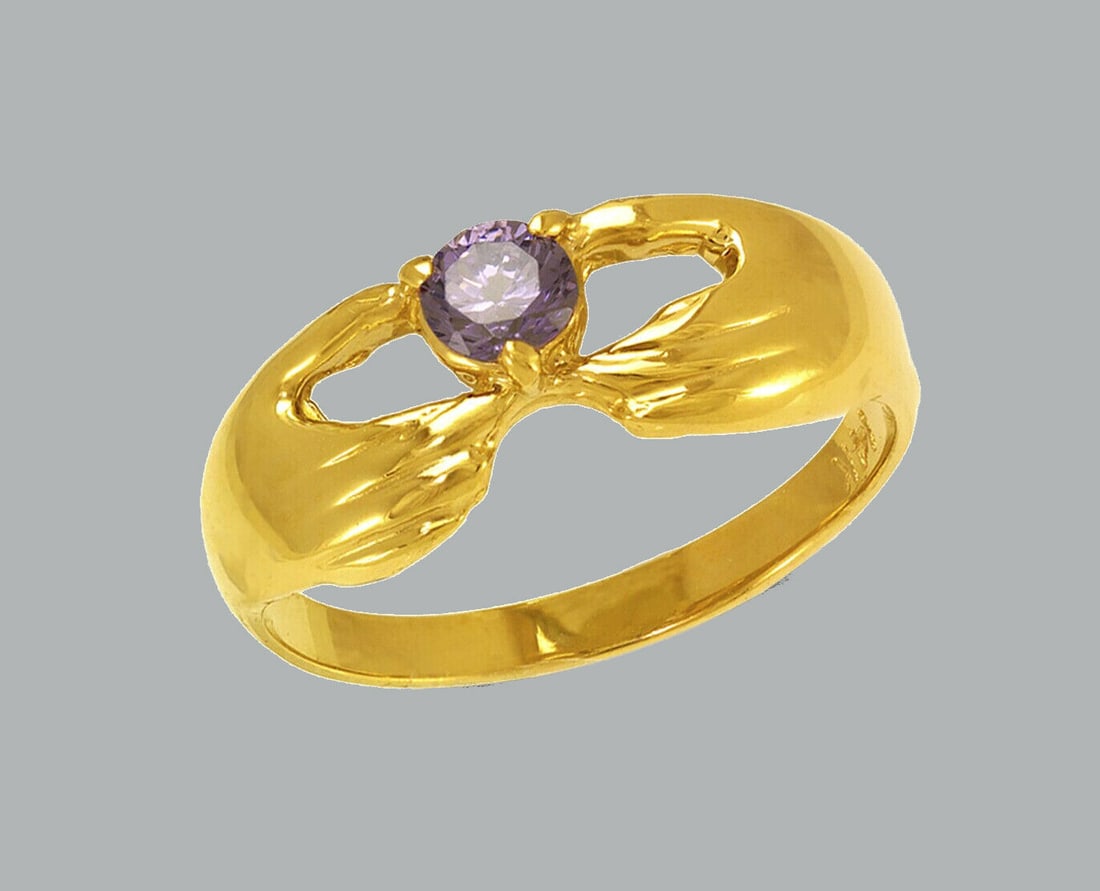 NEW 14K YELLOW GOLD LADIES FANCY CZ RING (1 of 1)